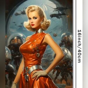 Vintage Space Lady Canvas Art Print